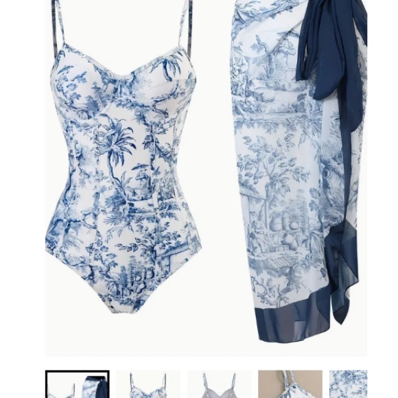 Cute swim suit set blue and white toil. - Picture 6 of 6